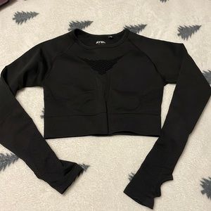 Be AYBL Black Long Sleeve Workout Crop Top